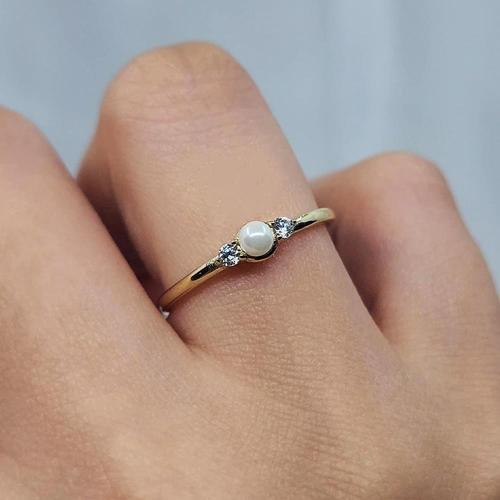 Gümüş Yüzük - İnci Tanem Minimal Tarz Tasarım 925 Ayar Gümüş Yüzük