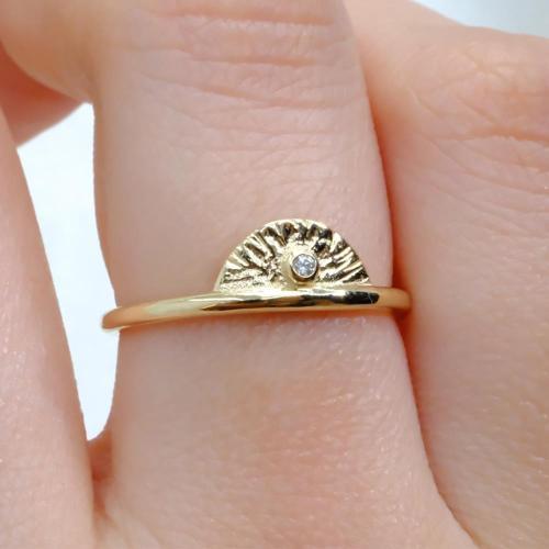 Gümüş Yüzük - Mini Swarovski Taşlı Yelpaze 925 Ayar Gümüş Kadın Yüzük-Hediye Gümüş Yüzük