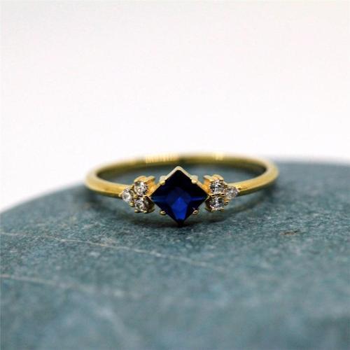 Gümüş Yüzük - Safir Carolin Alyans Yüzük - 0.40 Ct Nano Safir 925 Ayar Gümüş Evlilik Teklifi Yüzük