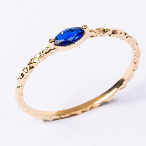 Gümüş Yüzük - Safir Taşlı Minimal Tasarım Gündelik Tektaş 925 Ayar Gümüş Yüzük