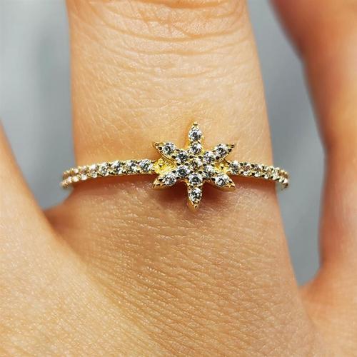 Gümüş Yüzük - Yıldız Minimal Signity Swaroski (Zirkon) Taşlı 925 Ayar Gümüş Yüzük