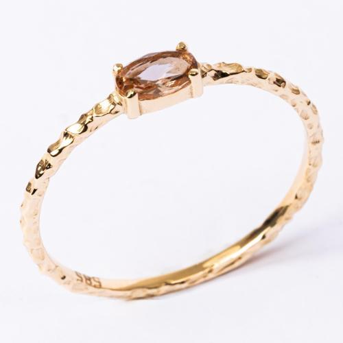 Gümüş Yüzük - Zultanit Taşlı El Yapımı Dövülü Minimal Tasarım Tektaş 925 Ayar Gümüş Yüzük