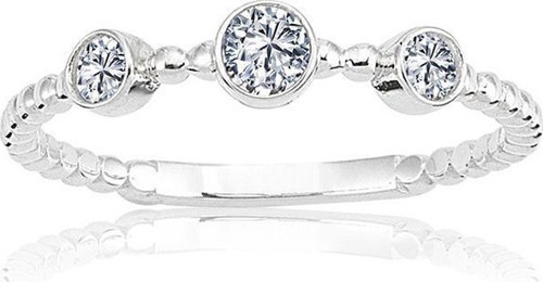 Tria Gümüş Yüzük - 925 Ayar Gümüş Güverseli Swarovski Taşlı Minimal Kadın Yüzük - Eşe Hediyelik