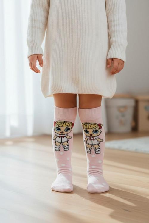 Bebekli Kız Çocuk Dizaltı Çorap