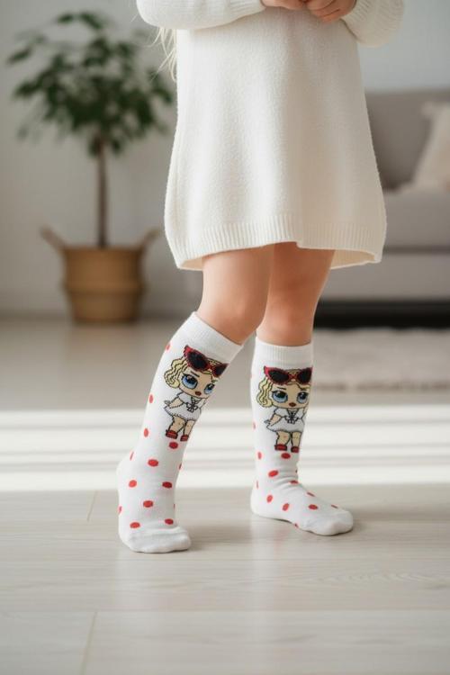 Bebekli Kız Çocuk Dizaltı Çorap