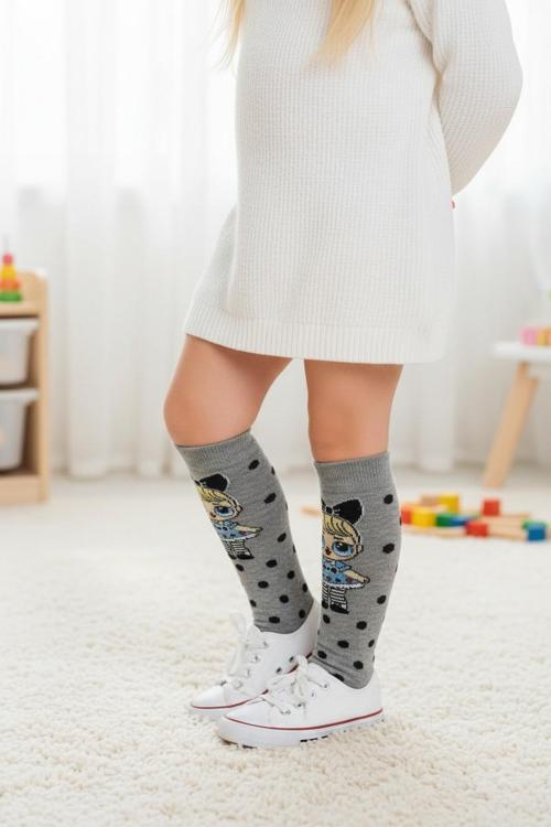 Bebekli Kız Çocuk Dizaltı Çorap