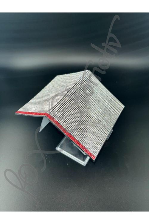 Taşlı Gümüş Ruhsat Kabı Kırmızı Detaylı