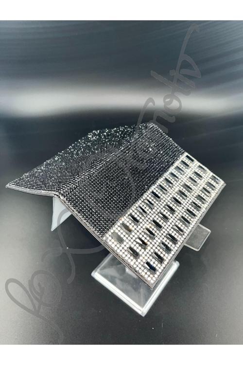 Siyah Taşlı Siyah Baget Detaylı Ruhsat Kabı