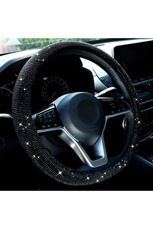 Kristal Siyah Taşlı Her Markaya Uygun Direksiyon Kılıfı