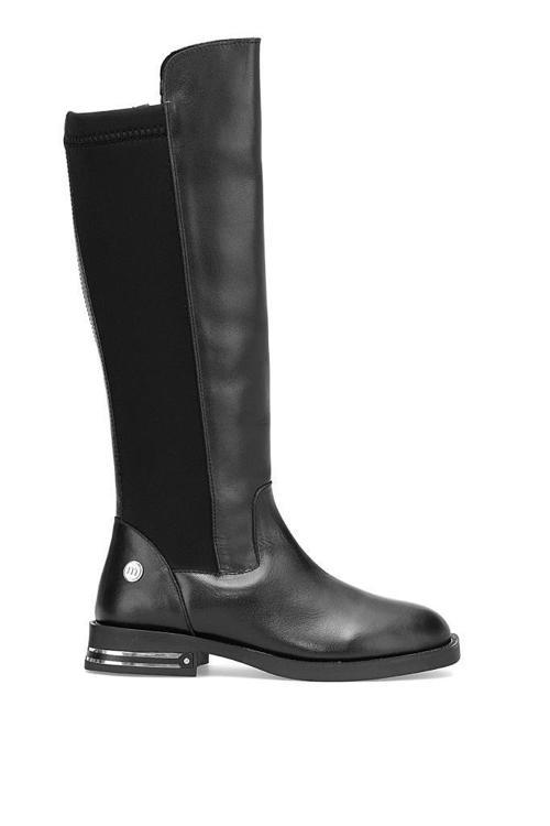 D25KC -2365 DÜZ TOPUK STREÇ DETAY DERİ KADIN ÇİZME