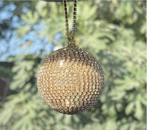 Kristal Taşlı Disko Topu Dikiz Ayna Süsü (5 Cm)