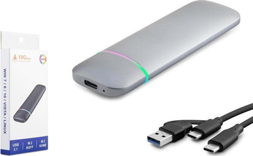 Hadron Hdx1772 Ssd Kutu Type-C3.1 + Usb3.0 Nvme + Ngff M2 Chip Rtl9210B Gri