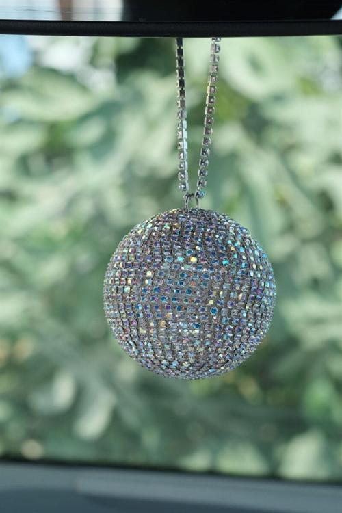 Taşlı Büyük Disco Topu Dikiz Aynası Süsü 5 Cm Işıltılı Gösterişli Ayna Süsü