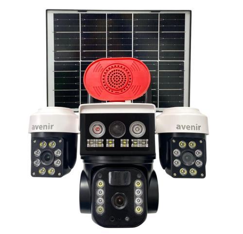 AV-S463 4G Sim Kartlı Beyaz 3 Kameralı 6MP Güneş Panelli Solar PTZ Kamera