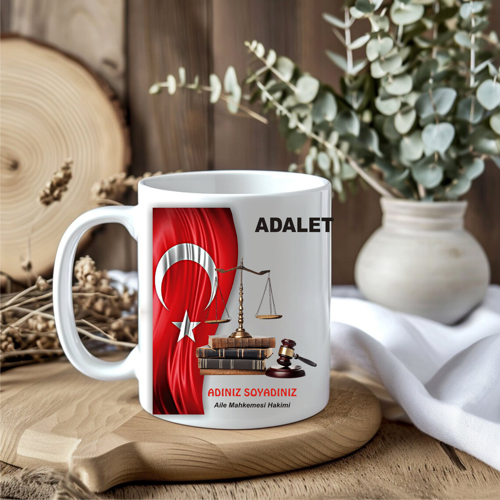 Avukat-Savcı-Hakim Hukukçulara ve kişiye özel kupa bardak hediyelik V2 TRBK252