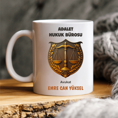 Avukat-Savcı-Hakim Hukukçulara ve kişiye özel kupa bardak hediyelik V4 TRBK254