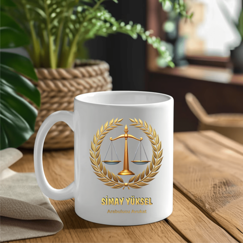 Avukat-Savcı-Hakim Hukukçulara ve kişiye özel kupa bardak hediyelik V5 TRBK255