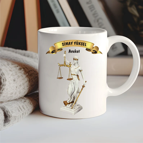 Avukat-Savcı-Hakim Hukukçulara ve kişiye özel kupa bardak hediyelik V8 TRBK258