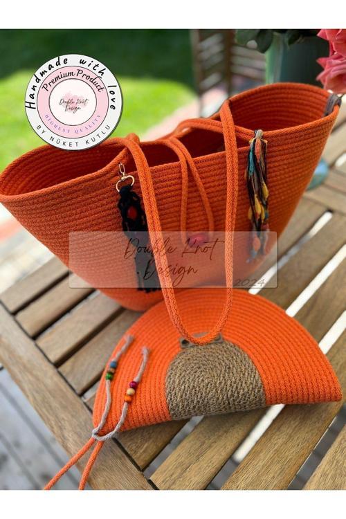 Bella 2Li Takım Plaj Çantası , El Çantası Clutch, Totebag, Kadın, Yazlık, Hediyelik