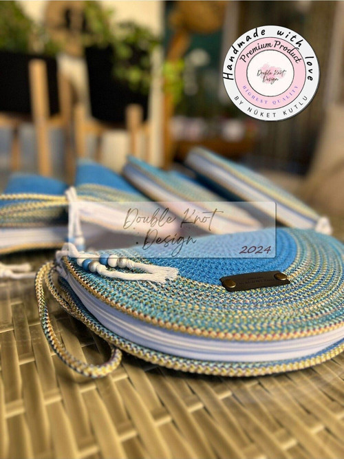Turkuaz Mavi Simli Yarım Ay D Clutch Portföy Çanta,Abiye Çanta, Hediyelik