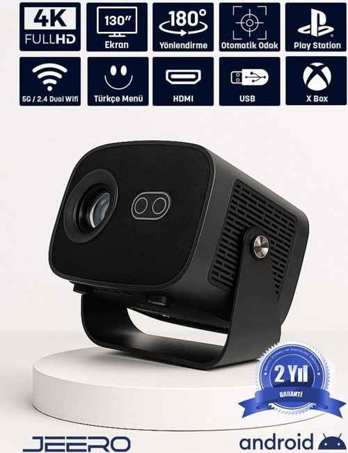 4K Smart Cinema Portable Projector (Auto Focus / Android) Türkçe Menü