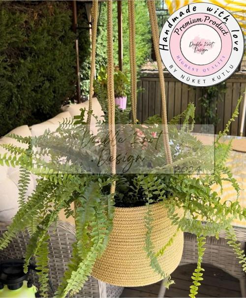 Organizer Askılı Saksı Tress Çok Amaçlı Düzenleyici Sepet Hasır Jüt Yılbaşı Hediyelik