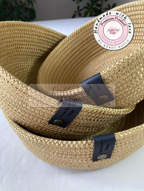 Parlak Gold Sarı Tress Çok Amaçlı Düzenleyici Sepet - Organizer 3 Lü Set / Hediyelik Yılbaşı Yeniyıl