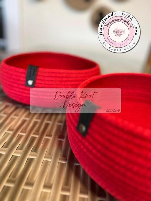 Bowl Sepet. 2Li Kırmızı Masa Üstü Düzenleyici. Banyo,Mutfak,Salon,Çocuk Odası , Hediyelik