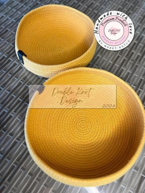 Bowl Sepet.2Li Koyu Sarı Masa Üstü Düzenleyici. Banyo,Mutfak,Salon,Çocuk Odası Sepet, Hediyelik