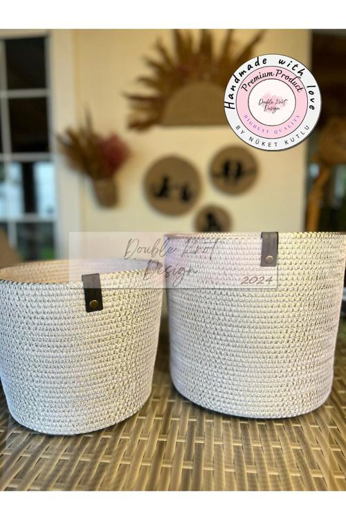 Saksı Sepet. 2Li Gümüş Banyo, Mutfak, Çocuk Odası Düzenleyici Sepet, Organizer Hediyelik