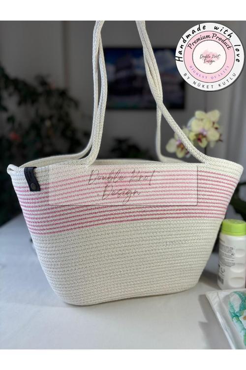 Baby Bebek Bakım Çantası,Kadın Kol Çantası,Hediyelik,Anneler Günü,Hasır Jüt Tress