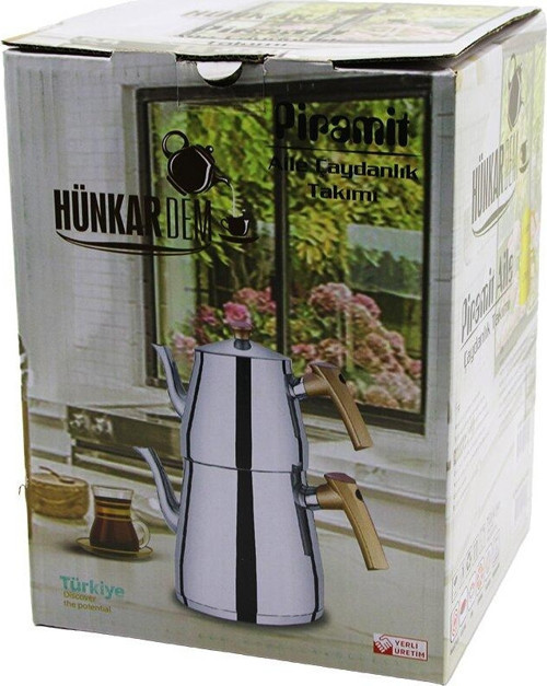 PRAMİT AİLE BOY ÇELİK ÇAYDANLIK SETİ - TAKIMI RENKLİ BAKALİT KULP ÜST DEMLİK: 1.5LT - ALT SULUK: 2.75LT KENDİNDEN SÜZGEÇLİ (5060)