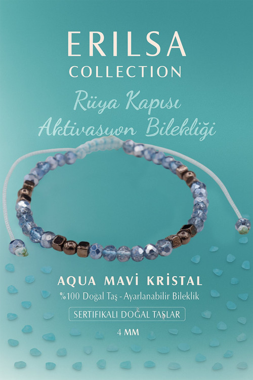 Sertifikalı Rüya Kapısı Aktivasyon Enerji Bilekliği - Aqua Mavi Kristal ve Terahertz Taşı