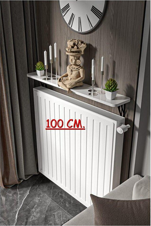 Montajsız Beyaz Petek Üstü Metal Raf, Kalorifer Peteği Raf Dresuar Uçan Raf 100 Cm 100100