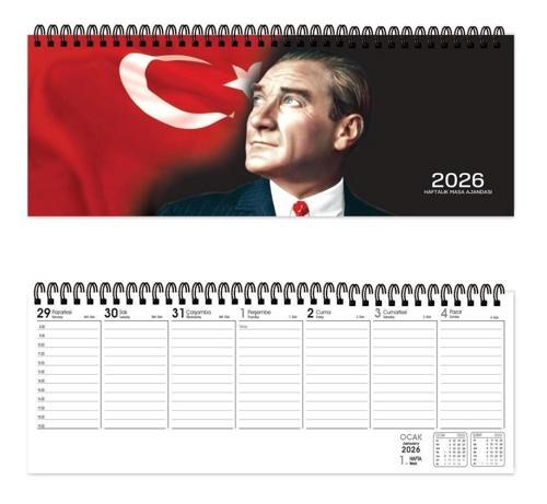 Keskin 2026-AJ-65 12*33,5 Spr.Haftalık Masa Ajandası-Atatürk