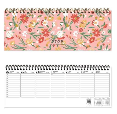 Keskin 2026-AJ-65 12*33,5 Spr.Haftalık Masa Ajandası-Çiçek