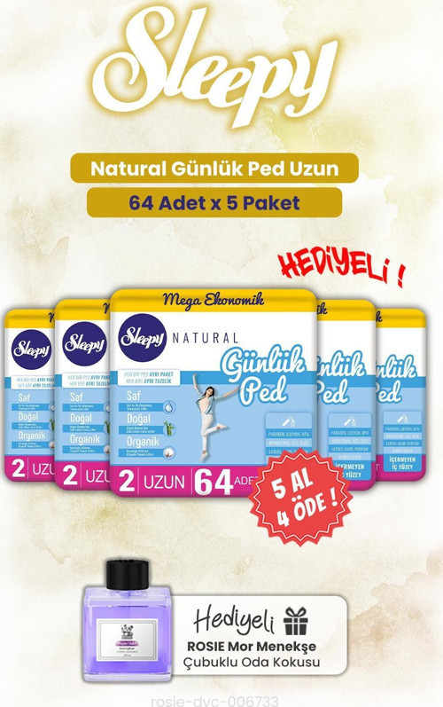 5 AL 4 ÖDE Natural Günlük Ped Uzun 64'lü ve ROSIE oda kokusu