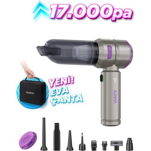 Ahv-02 Kablosuz Araç Içi Süpürge Mor | 17000PA Güçlü Vakum | Fırçasız Motor | Üfleme & Vakum Özellikli | 9 Başlık