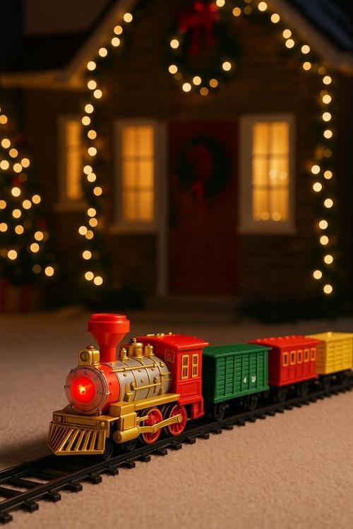 Işıklı Sesli Pilli Klasik Retro Tren Seti 17 Parça Raylı Oyuncak Tren Modeli