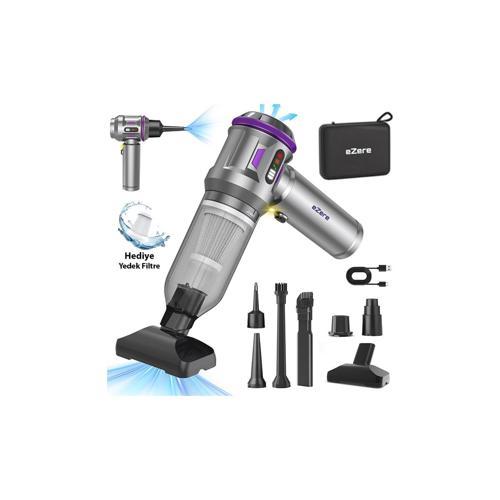 16000PA Güçlü Dijital Göstergeli Vakumlu Kablosuz Üflemeli Mini Araç Süpürgesi