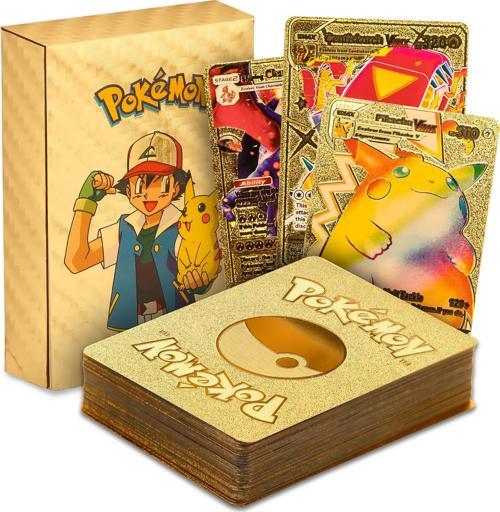 Pokemon Go Vmax Gold Card TCG DX GX Altın Esnek Oyuncu & Koleksiyon Pokemon Kartı 55 Adet İngilizce