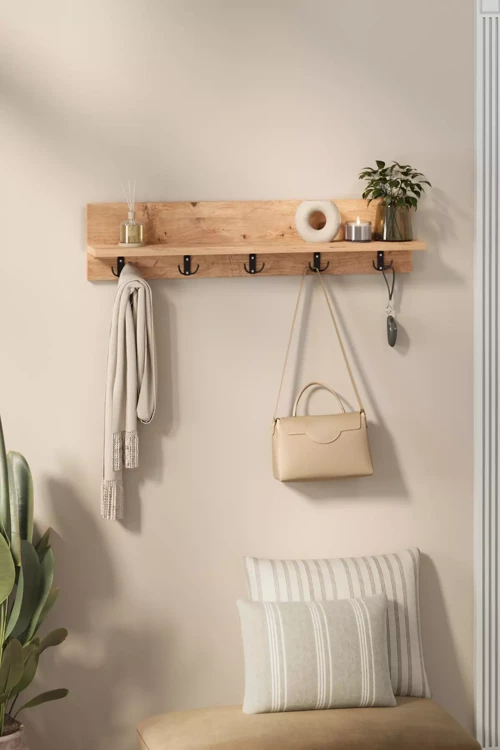 Portmanto Duvar Askılığı Elbise Askılığı Vega Çam 80 Cm