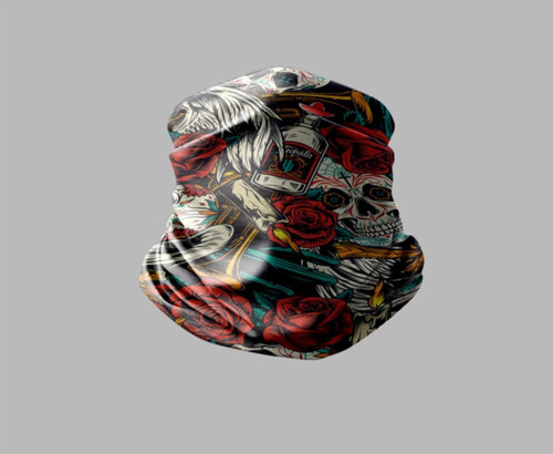 Kuru Kafa Tasarımlı Motorcu Buff Maske Outdoor Boyunluk Unisex Bandana