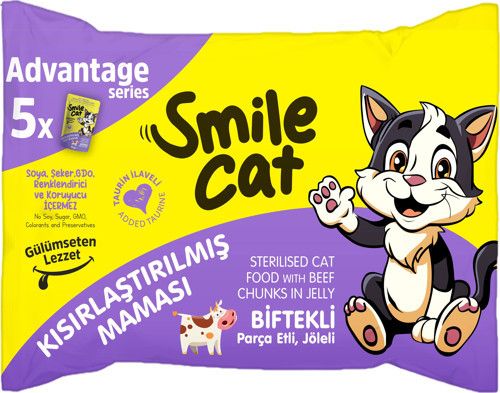 Cat Flowpack 425gr (5*85gr) Kısır Kedi Biftekli Mama