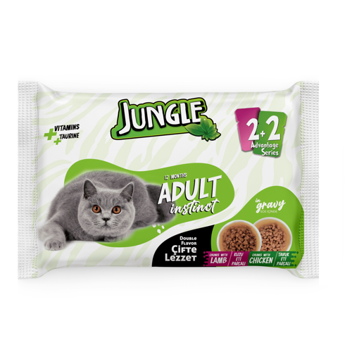 4*100 Gr. Çift Lezzet Pouch Yetişkin Kedi Kuzulu - Tavuklu