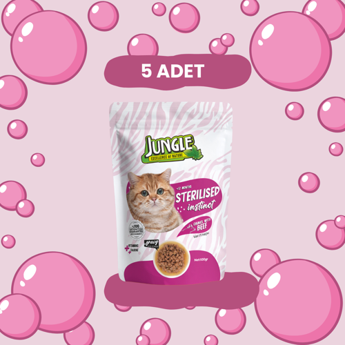 Pouch Kısır Kedi Dana Eti Parçalı 100 g * 5'li Avantaj