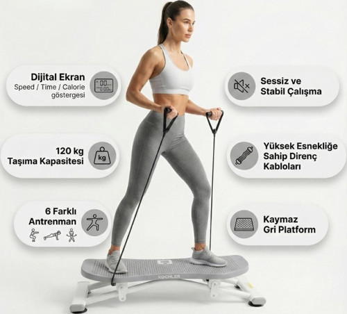 Slider Evde Kaykay Spor Aleti – Dijital Ekranlı Kaydırmalı Fitness Board, 6 Fonksiyonlu