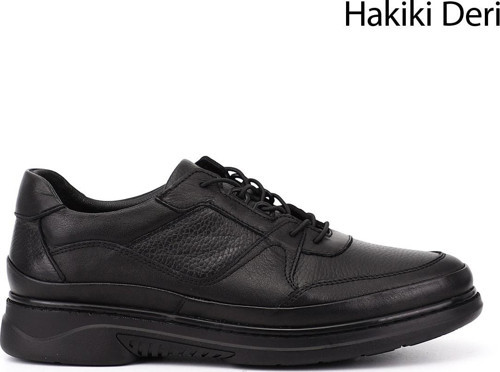 Erkek Siyah Bağcıklı Hakiki Deri Comfort Ayakkabı