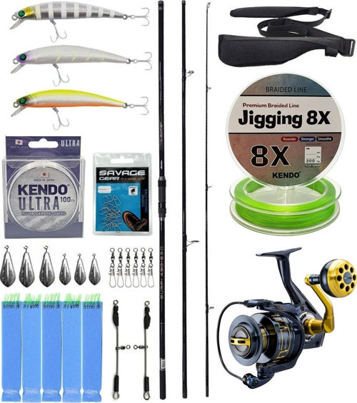 YekOutdoor Yüksek Performans Okuma Ceymar Surf 4,30 m 100-250 gr 3 Parça Surf Kamışı&Okuma Salina SA-6000HA Olta Makines