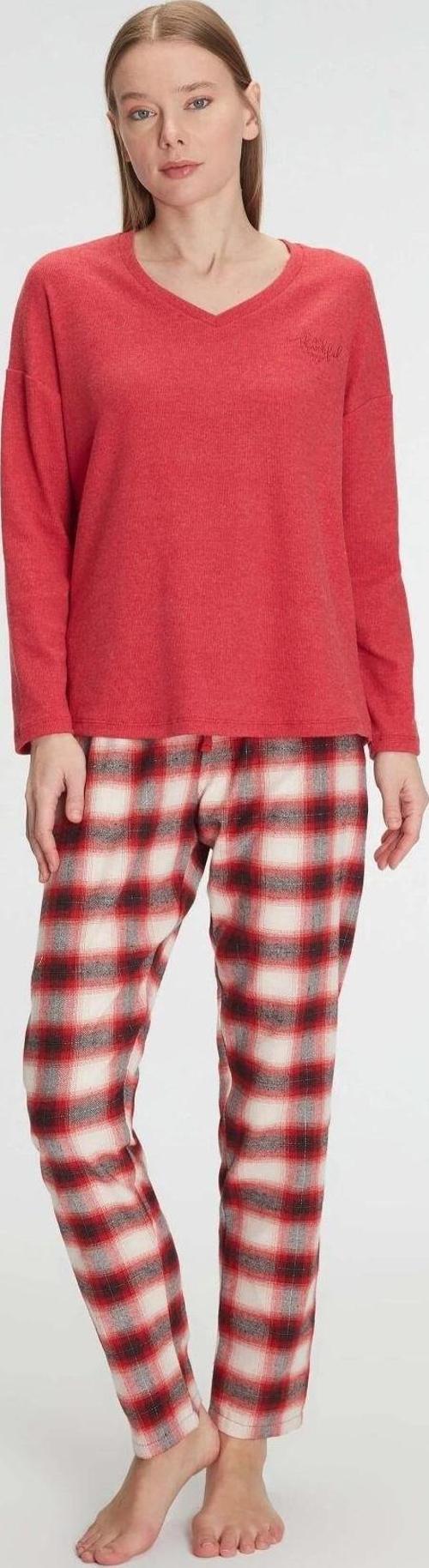 MDB MdbShop Pamuklu Kışlık Kare Desenli Uzun Kol Pijama Takımı